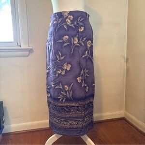 Alfred Dunner Purple Floral Maxi Skirt with Cream Accents